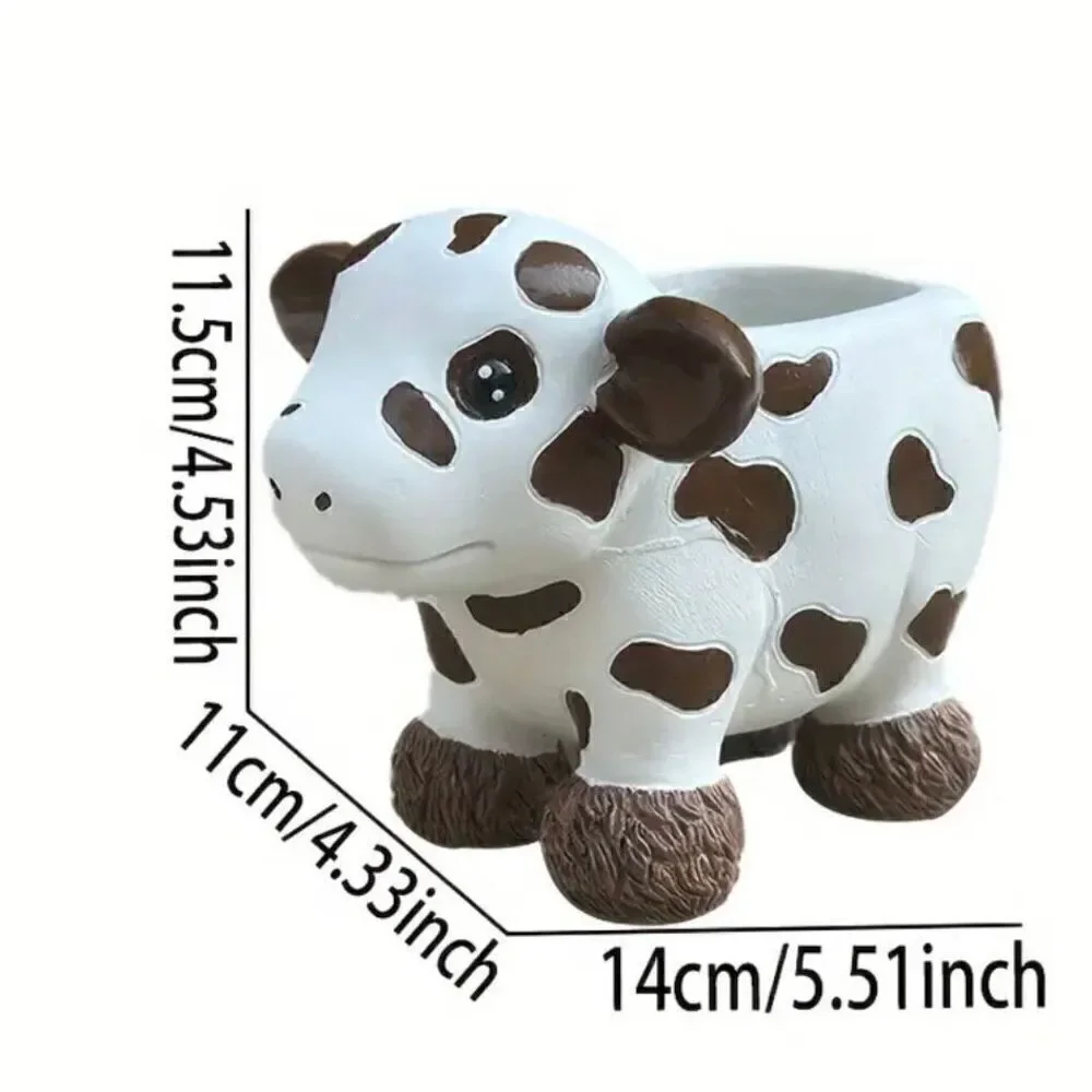 Rustic Western Resin Cow Succulent Planter Indoor Outdoor Decorative Flower Pot